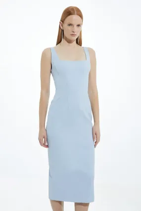 Viscose Tencel Tailored Square Neck Pencil Midaxi Dress | Karen Millen