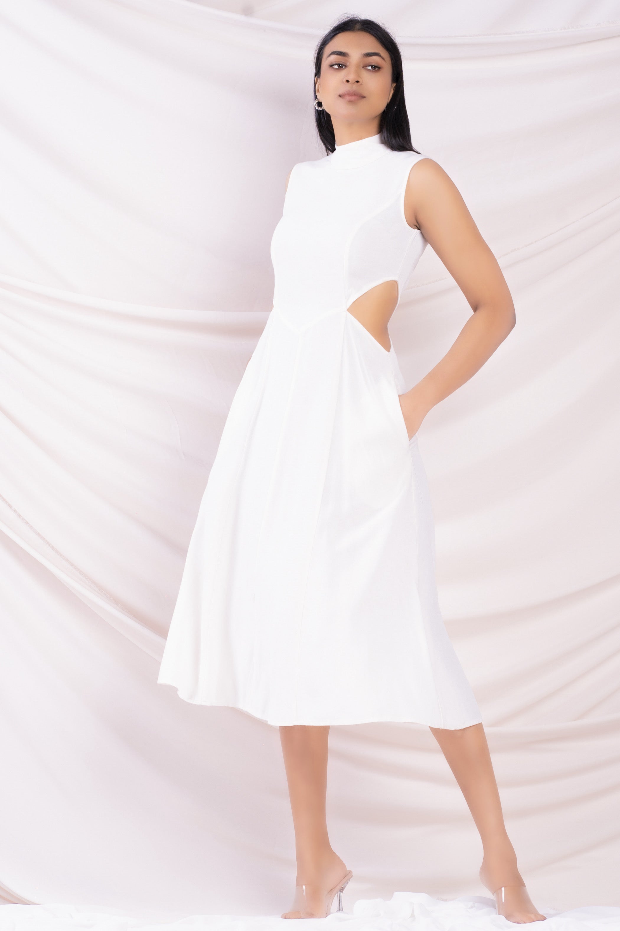 White Cut-Out Detail Dress