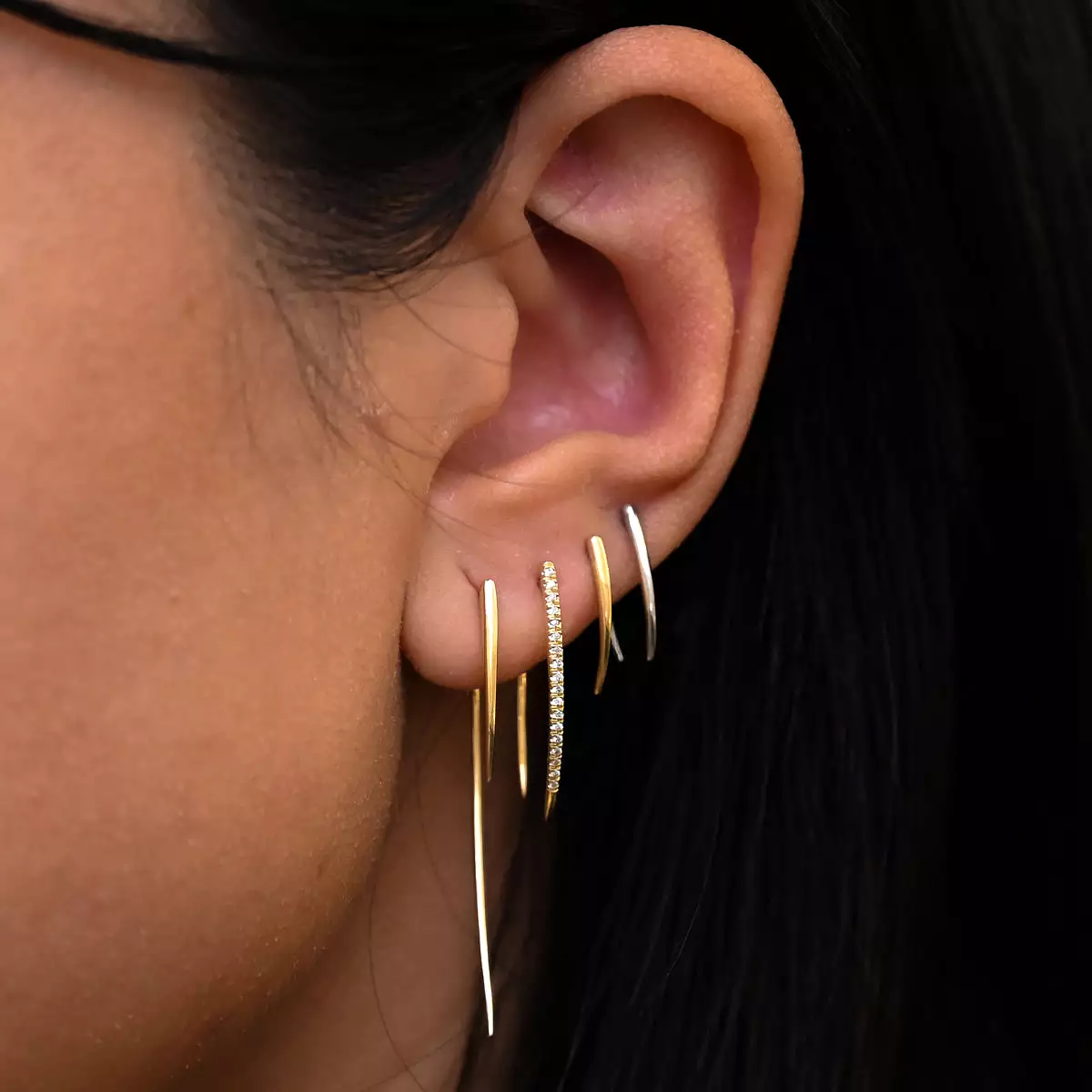 White Gold Infinite Tusk Earrings