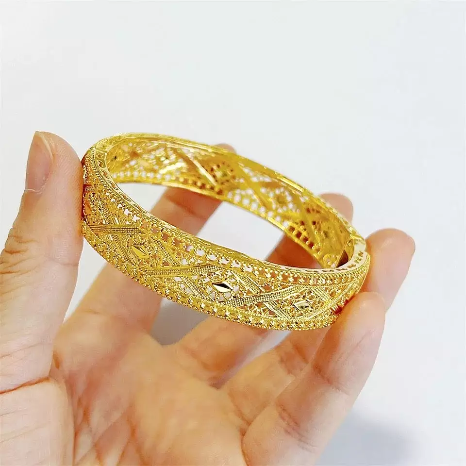 Women's Hand Bracelets Gold Color Exquisite Round Cuff Bangle Bracelet S4292589