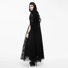 Women's Vintage Goth Lace Dress With Cape