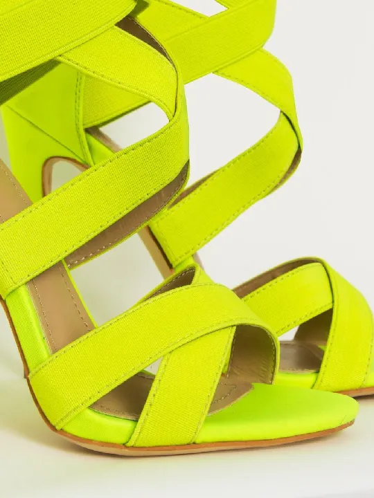 Yellow Stappy Stiletto Sandals